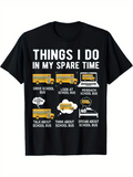 Men's T-Shirt Things I Do In My Spare Time With Yellow School Bus And Icons