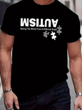 Men's T-Shirt Autism Seeing The World From A Different Angle Unique Puzzle Pieces T Shirt