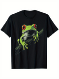 Men's T-Shirt Vivid Tree Branch With Bright Red Eyed Climbing Frog