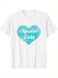 Men's T-Shirt Squam Lake Distressed Blue Heart Map Print Shirt