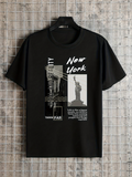 Men's T-Shirt New York Urban Landmarks And Skyline By Statue