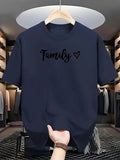 Men's T-Shirt Family Script With Hand Drawn Heart Graphic T Shirt