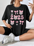 Women's T-Shirt Bows And Martini Glasses With Playful Year Numbers 2025