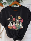Women's T-Shirt Wildflowers Arranged In Colorful Chemistry Glass Beakers And Flasks