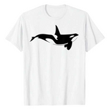 Men's T-Shirt Minimalist Black And White Sea Life Majestic Orca