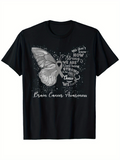 Men's T-Shirt Gray Ribbon With Inspirational Words Supporting Brain Cancer Awareness Butterfly