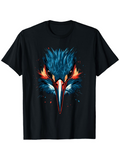 Men's T-Shirt Vivid Blue And Orange Feathers On Intense Fiery Wild Angry Bird