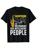 Men's T-Shirt Saxophone With Flowing Musical Notes And Clever Statement For Music Lovers