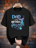 Men's T-Shirt Dad Of The Birthday Mermaid With Bubbles Glitter And A Shimmering Fish Tail