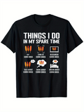 Men's T-Shirt Things I Do In My Spare Time With Cartoon Corn Dogs And Playful Icons