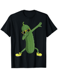 Men's T-Shirt Cool Cartoon With Yellow Sneakers Sunglasses And Dancing Pickle