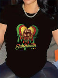 Women's T-Shirt Juneteenth Dripping Heart With Empowered Fist In Vibrant Rasta Colors
