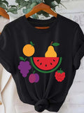 Women's T-Shirt Fresh Summer Fruits Among Bright Hand Drawn Watermelon