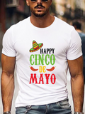 Men's T-Shirt Happy Cinco De Mayo Festive Chili Peppers Sombrero Celebration White T Shirt