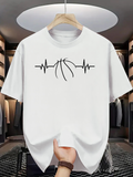 Men's T-Shirt Minimalist Heartbeat Line With Crisp Graphic Basketball