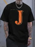 Men's T-Shirt Large Orange Shadowed Letter With Bold Typeface J