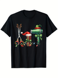 Men's T-Shirt Christmas Lights With Festive Hairdressing Tools Under Holiday Decorations