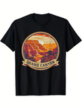 Men's T-Shirt Grand Canyon Retro Landscape With Sunset Colors In Vast Canyon
