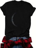 Women's T-Shirt Night Sky With Shimmering Craters On A Crescent Moon