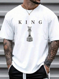 Men's T-Shirt King Text With Realistic Chess Piece At Center King