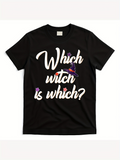 Men's T-Shirt Which Witch Is Which Playful Fonts And Halloween Hat Graphic