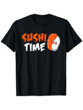 Men's T-Shirt Sushi Time With Fresh Salmon Nigiri Illustration Sushi