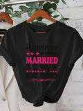 Women's T-Shirt Happiness Is Being Married To My Best Friend With Pink Hearts And Decorative Swirls