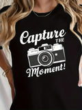 Women's T-Shirt Capture The Moment Vintage Camera With Playful Lettering Surrounded By Classic Retro Style
