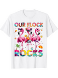 Men's T-Shirt Our Flock Rocks Colorful Sunglasses With Summer Party Flamingo