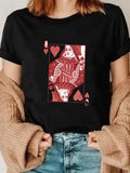 Women's T-Shirt Playing Card With Intricate Ornamental Pattern And Royal Face Queen