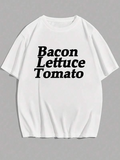 Men's T-Shirt Bacon Lettuce Tomato Bold Lettering On Simple White T Shirt