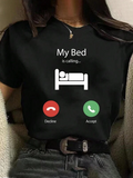Women's T-Shirt My Bed Is Calling With Sleep Icons On Classic Black Tee