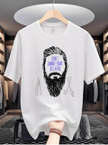 Men's T-Shirt Dont Shave Your Beard Artistic Sketch With Scissors And Hand Drawn Bearded Man