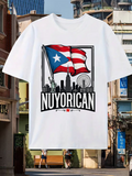 Men's T-Shirt Nuyorican Vibrant Puerto Rican Flag Over City Skyline