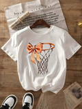 Men's T-Shirt Orange Bow With Delicate Net Surrounded By Graceful Decoration Basketball Hoop