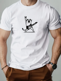 Men's T-Shirt Playful Cartoon Cat With Electric Guitar Striking A Rock Pose Cat