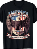 Men's T-Shirt America Emblematic Bald Eagle With Vintage Patriotic Flag Shield Banner