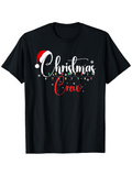 Men's T-Shirt Christmas Crew Festive Holiday Lights With Santa Hat And Snowflake Decoration