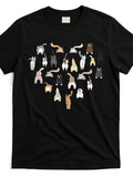 Men's T-Shirt Colorful Playful Cats Arranged In A Heart Shape With Sitting Stretched And Curled Cat