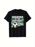 Men's T-Shirt Grandma Of The Birthday Boy Green Accents And Soccer Ball