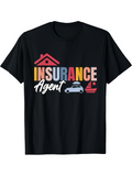 Men's T-Shirt Insurance Agent With Colorful Letters And Home Car Boat Icons