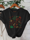 Women's T-Shirt Colorful Festive Symbols Among Holiday Cheerful Christmas Elements