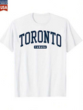 Men's T-Shirt Toronto Canada Bold Letters Centered On Crisp White Shirt