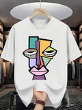 Men's T-Shirt Colorful Abstract Blocks Forming An Artistic Face