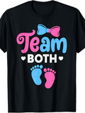 Men's T-Shirt Team Both Decorative Bow With Pink And Blue Baby Footprints