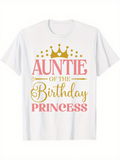 Men's T-Shirt Auntie Of The Birthday Princess Golden Crown With Glittering Stars Princess