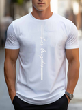 Men's T-Shirt Vertical Modern City Pattern With Light Urban Minimalist Lettering Los Angeles