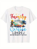 Men's T-Shirt Family Cruise With Palm Trees Ocean And Tropical Cruise Ship