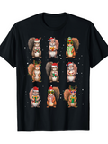 Men's T-Shirt Festive Forest Animals With Holiday Decorations And Snowflakes Squirrel