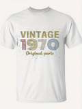 Men's T-Shirt Vintage 1970 Colorful Retro Linework With Distressed Details Graphic Year